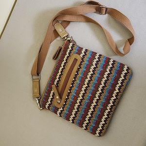 SR 2 Multicolored Woven Chevron Pattern Crossbody Bag/Handbag/Purse with Pockets